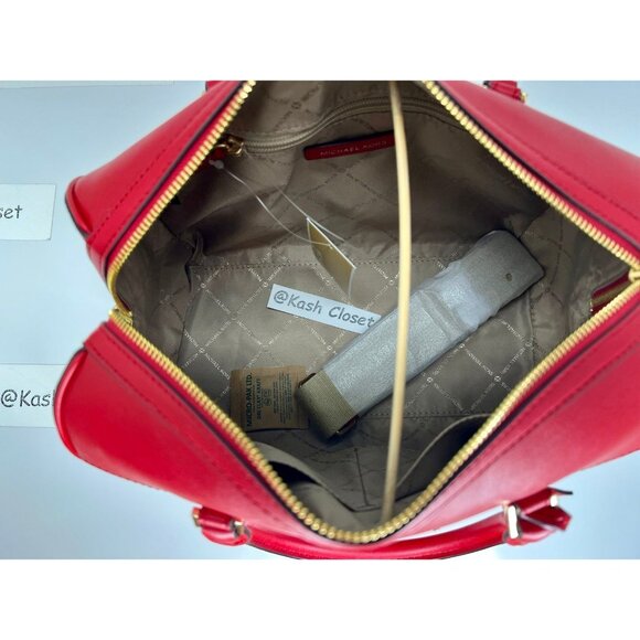 Michael Kors duffle bag satchel jet set travel purse MK signature bright red mlt - Picture 8 of 8